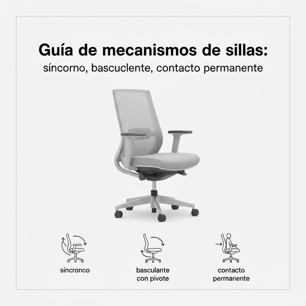 Mecanismos de cadeiras: síncrono, basculante e contacto permanente