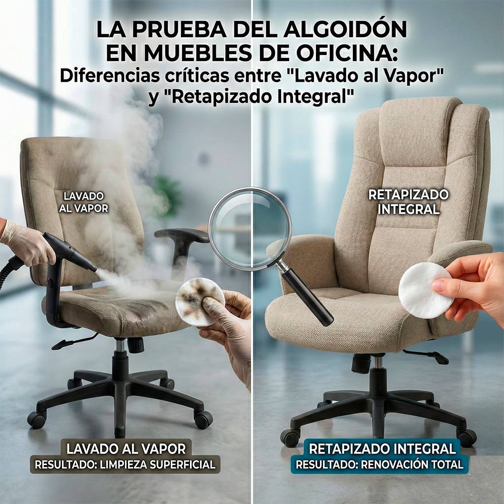 A Prova do Algodão em Móveis de Escritório: Diferenças críticas entre "Lavagem a Vapor" e "Re-estofagem Integral"