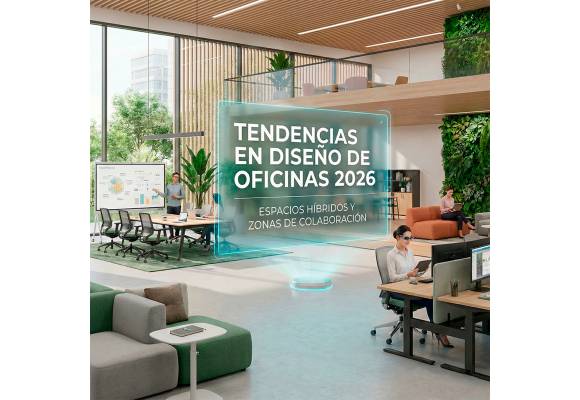 Tendencias en diseño de oficinas 2026: Espacios híbridos y zonas de colaboración